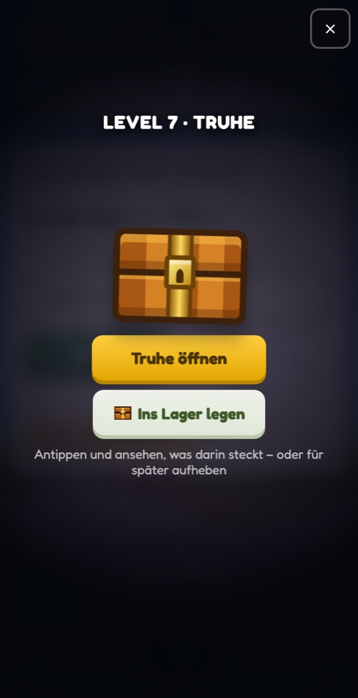 Zahlenmine: Eine Truhe als Belohnung für Level 7